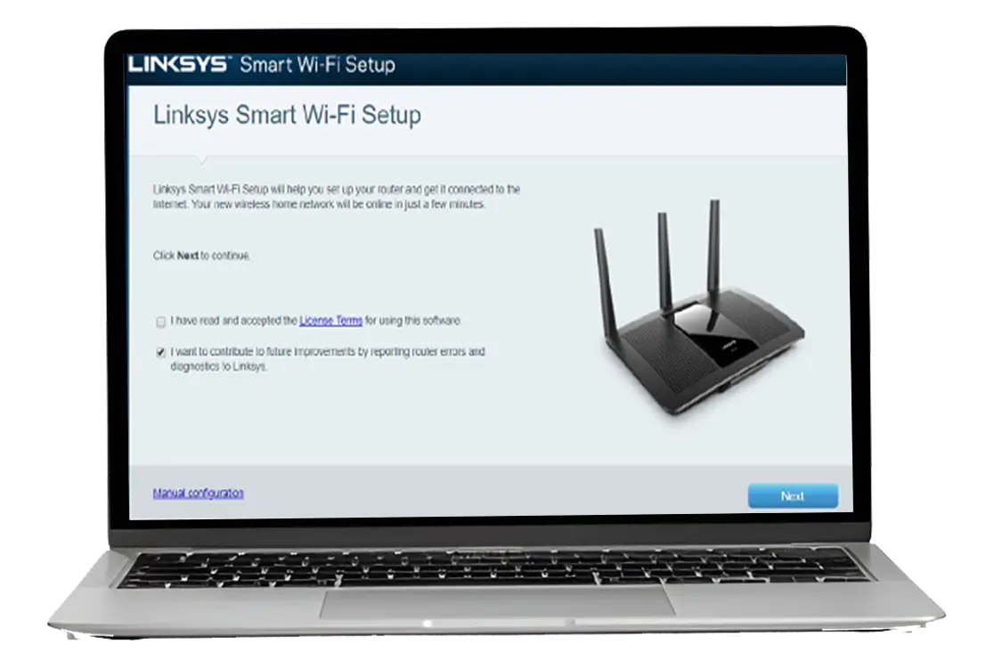 Linksys router setup process